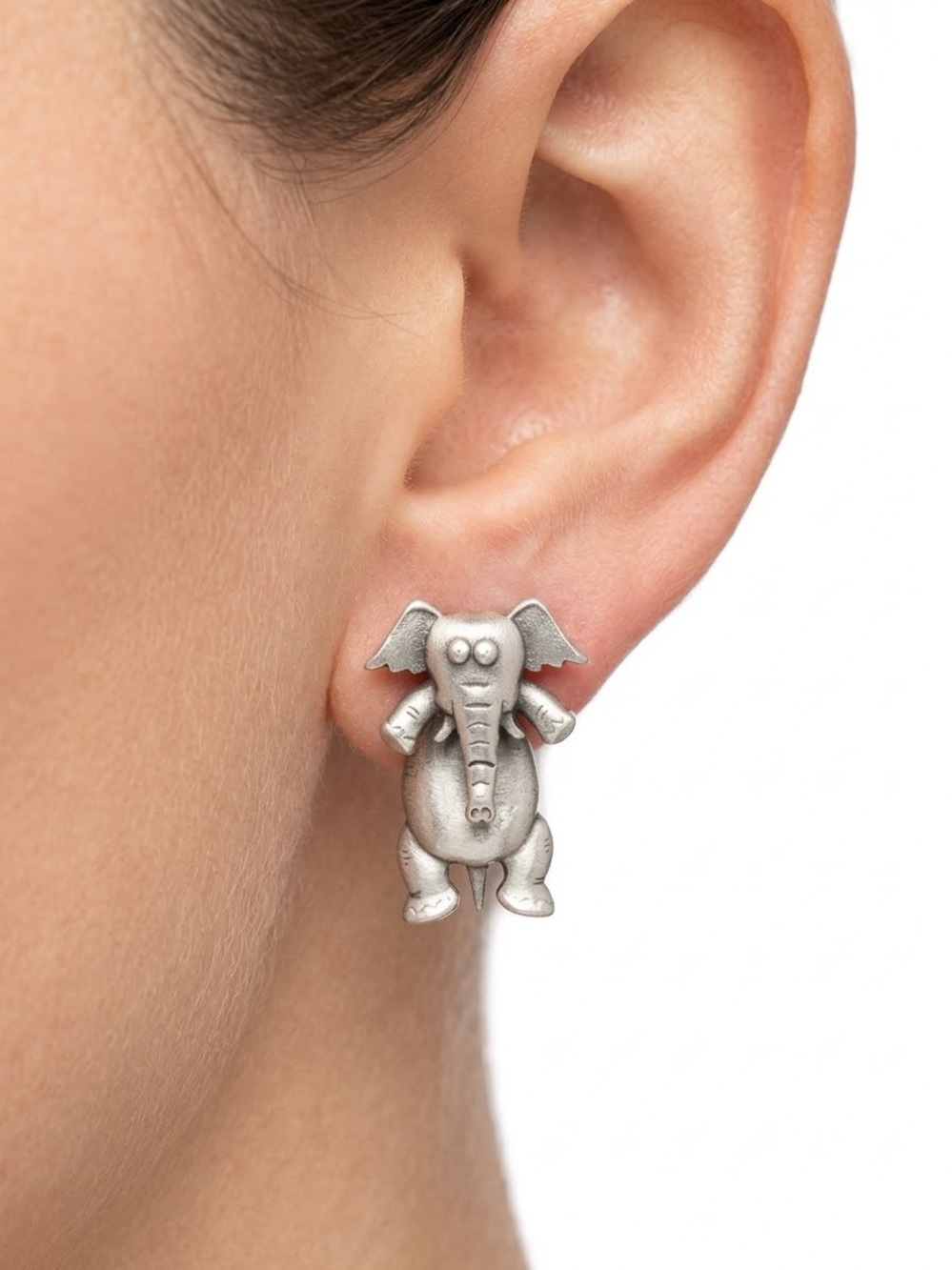 Jonette Jewelry Silver Elephant Earrings -